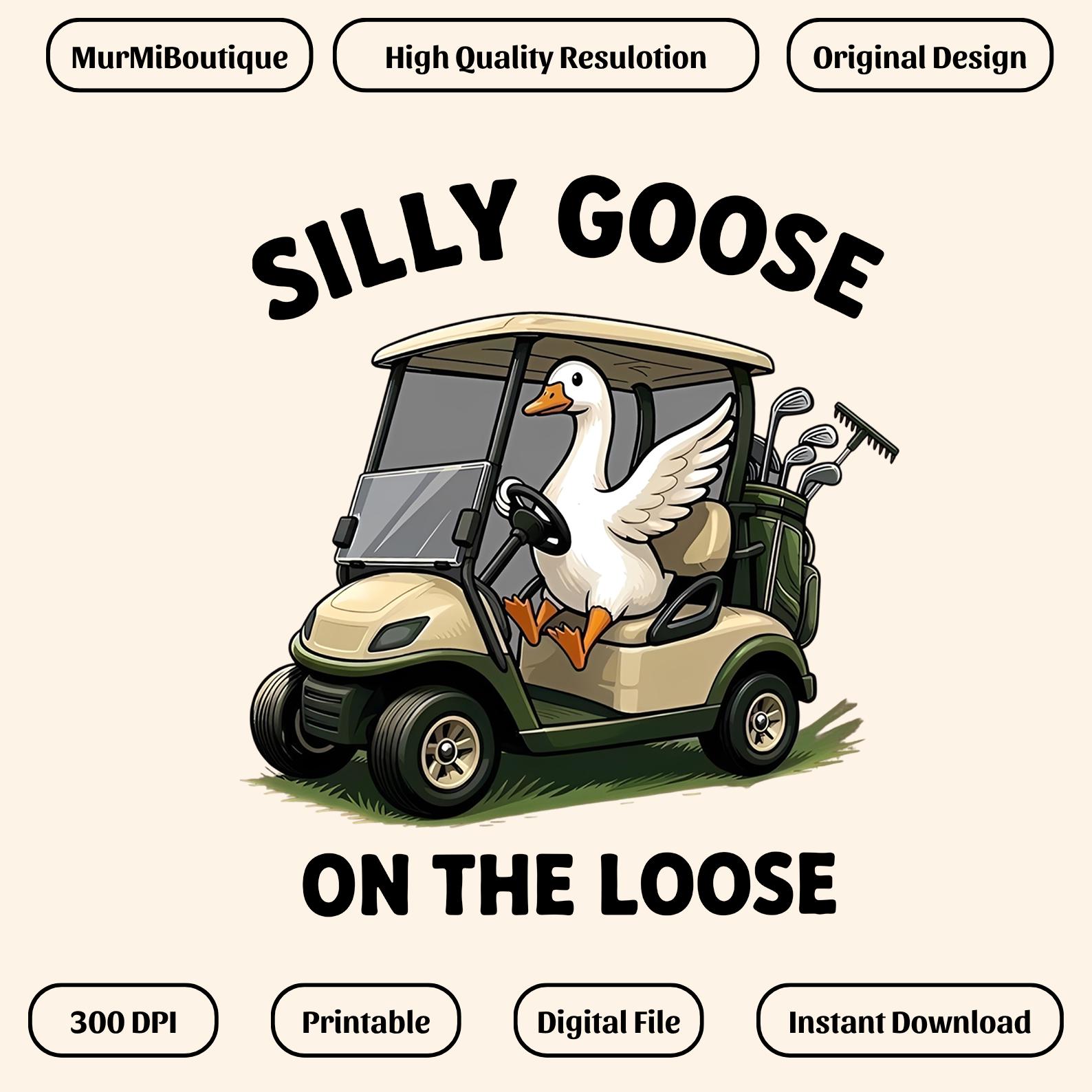 Silly Goose Racing Silly Goose Golf PNG, Funny Goose Golfer PNG, Golf Cart Duck PNG, Golf ...