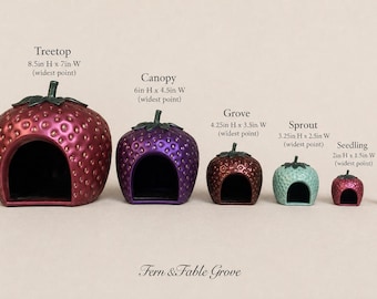 Hand Painted Strawberry Reptile Hide | Whimsical Terrarium Decor, Gecko, Snake, Skink, Spider Enclosure