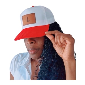 Baseball Cap for women and men multi-colored hat with Leather Patch his or her gift with L initials stylish headwear