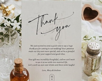 Modello di biglietto di ringraziamento per matrimonio modificabile, biglietto fotografico moderno e minimalista (download immediato)