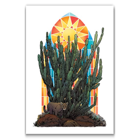 ORGAN PIPE CATHEDRAL - Mountain Lion - Modern Western Art Print by Rob Ozborne