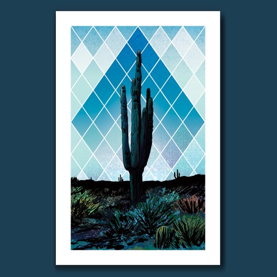 SAGUARO SUPERIOR - Blue Edition - 11x17 Art Print by Rob Ozborne