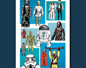 ORIGINAL TWELVE - Classic Star Wars Action Figures - Pop Art Print 13x19 by Rob Ozborne