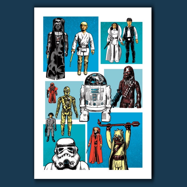 ORIGINAL TWELVE - Classic Star Wars Action Figures - Pop Art Print 13x19 by Rob Ozborne