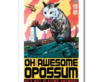 OH AWESOME OPOSSUM - American Kaiju - 13x19 Art Print by Rob Ozborne