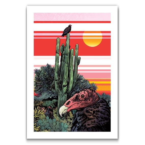 TURKEY VULTURES - Desert Power - Western Art Print by Rob Ozborne