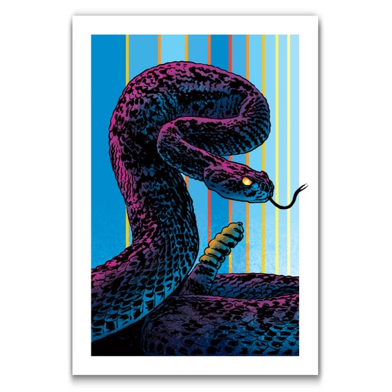 DIAMONDBACK RATTLESNAKE - Modern Western Art Print by Rob Ozborne