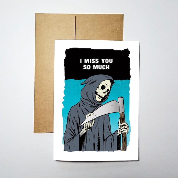 I Wish You Were Here - Blank Inside Greeting Card (5x7) - Grim Greetings by Rob Ozborne