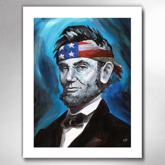 ABE LINCOLN - Red White and Blue - American Painting 11x14 Art Print by Rob Ozborne