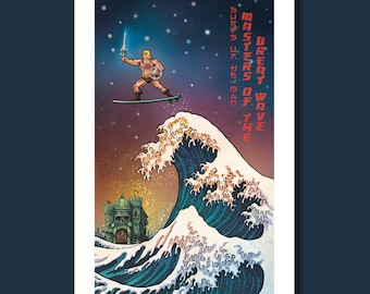 SURF HE-MAN - He-Man and the Masters of the Great Wave - 11x17 Art Print by Rob Ozborne