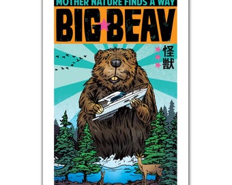 BIG BEAV - American Kaiju - 13x19 Art Print by Rob Ozborne