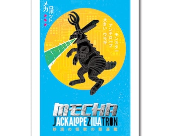 JACKALOPE-ZILLA-TRON - Mecha Jackalope 13x19 Art Print by Rob Ozborne