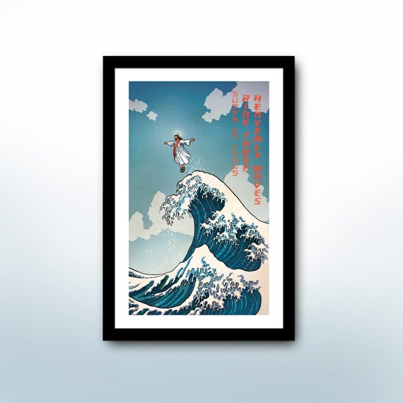SURFS UP JESUS - Heavenly Waves Edition - Great Wave Inspired Art