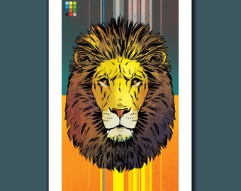 LION - 11x17 Art Print - from the Lion Tiger Bear set - by Rob Ozborne