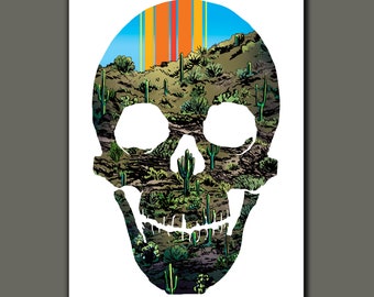 Southwestern Skull  - 13x19 Art Print by Rob Ozborne