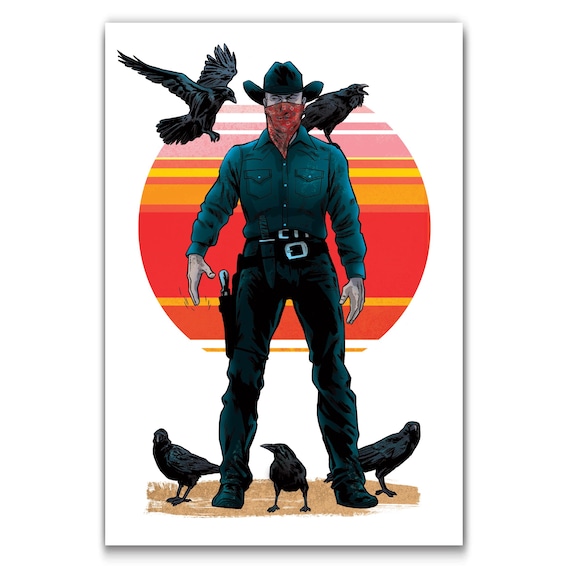 THE GUNSLINGER - And a Murder of Crows - Modern Western Art Print by Rob Ozborne