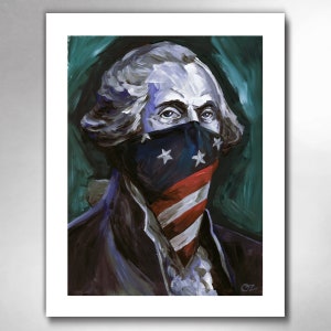 GEORGE WASHINGTON - hors-la-loi révolutionnaire - impression d&#39;art peinture américaine 11 x 14 par Rob Ozborne
