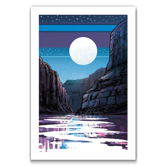 CANYON RIVER MOON - Modern Western Art Print by Rob Ozborne