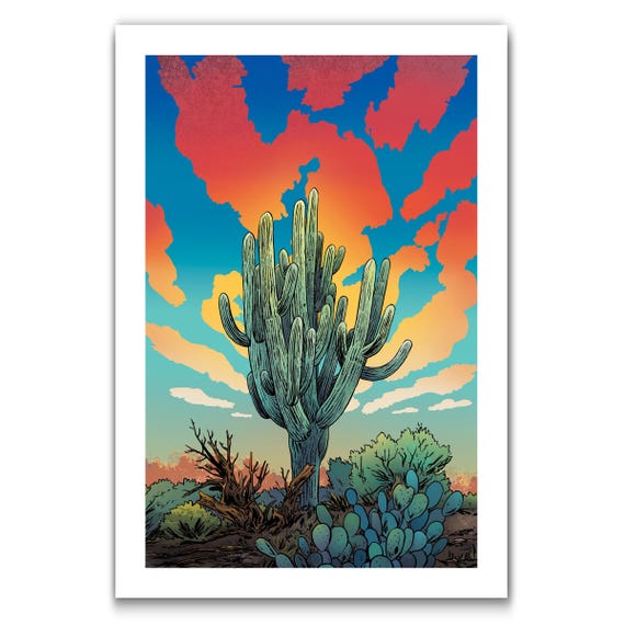 KING SAGUARO - Cactus King of the Southwest - Art Print by Rob Ozborne