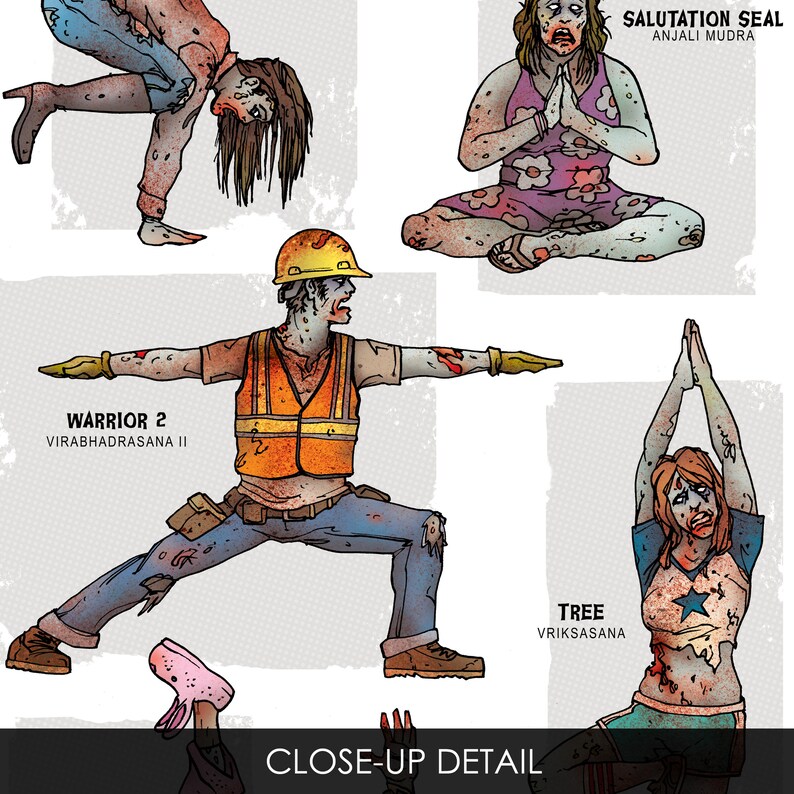 ZOMBIE YOGA Yoga Poses Super Pop Art Print 11x17 by Rob Etsy