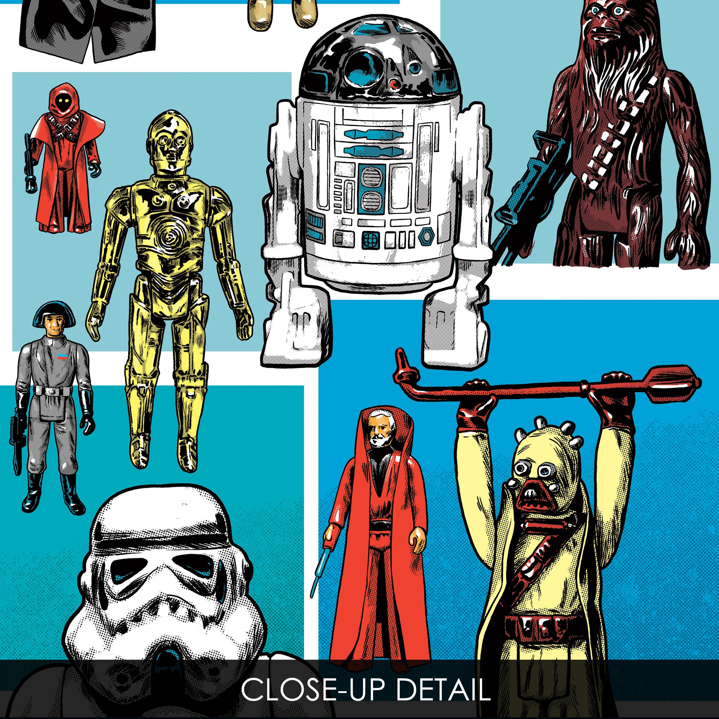 ORIGINAL TWELVE Classic Star Wars Action Figures Pop Art Print 13x19 by Rob Ozborne