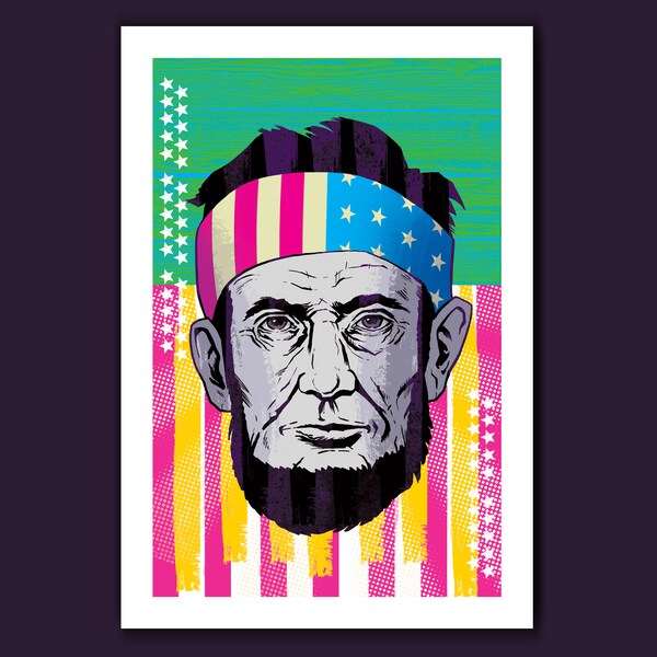 Abe Lincoln - American Pop CMYK Be Free - 13x19 Art Print by Rob Ozborne