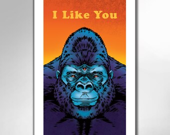 3-Eyed Gorilla - I LIKE YOU -  Art Print by Rob Ozborne