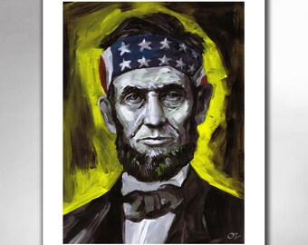 ABE LINCOLN - Liberty USA - American Painting 11x14 Art Print by Rob Ozborne