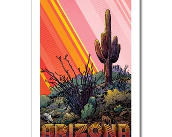 ARIZONA - Saguaro and Ocotillo - 2023 Special Limited Edition - 13x19 Art Print by Rob Ozborne