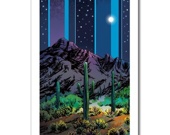 NEW DESERT NIGHT - 13x19 Art Print by Rob Ozborne