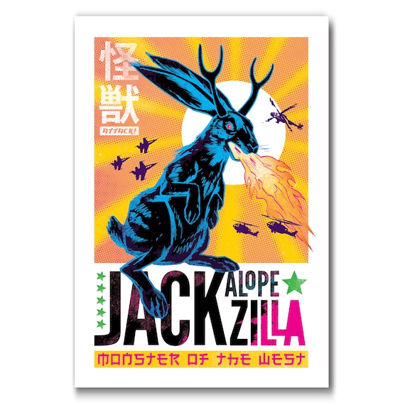 JACKALOPE-ZILLA - New Open Edition - 13x19 Art Print by Rob Ozborne