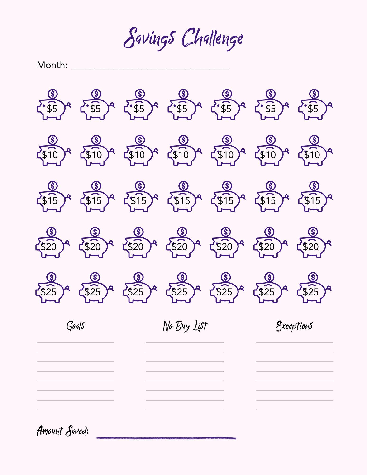 Savings Color In Savings Tracker Printable | Money Saving Challenge | Color in Savings ...