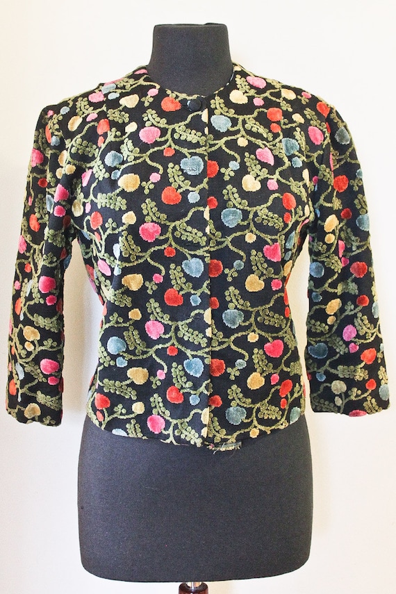 60s Cropped Floral Tapestry Jacket
