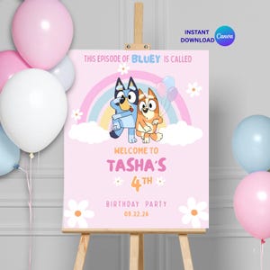 Bluey Birthday Welcome Sign Editable Template
