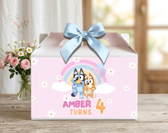 Bluey Birthday Gable Box Party Favor Label Editable Template