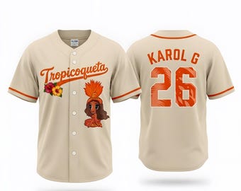Karol G Tropicoqueta Baseball Jersey, Concert Outfit, Limited Drop Tee, Custom Name and Number Jersey - Gift For Fans