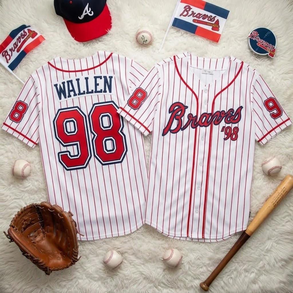 Morgan Wallen Baseball Jersey, Custom Atlanta Braves Style Red
