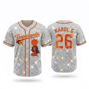 Karol G Tropicoqueta basebolltröja, anpassad konsertoutfit med namn och nummer, Bichota-säsongsmerchandise, personlig fangåva, söt reggaeton-tröja