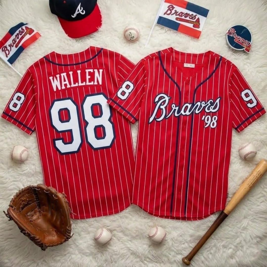 Morgan Wallen Baseball Jersey, Custom Atlanta Braves Style Red