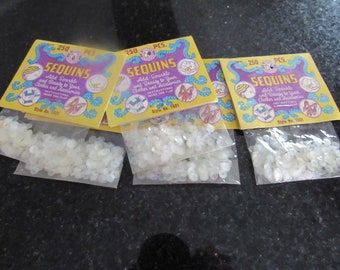 5 Vintage Sequins Packets R Walco Prod Iridescent Clear White