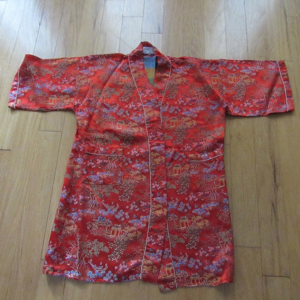 Child's Robe/1960's Chinese Red Brocade Chinese