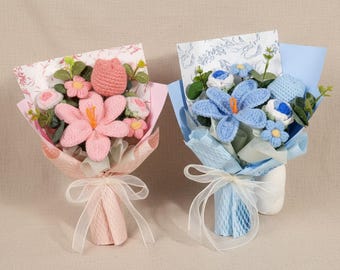 Crochet Bouquet Handmade Flowers – Forever Yarn Flowers, Gift for Her, Birthday Gift, Mother’s Day, Home Decor