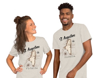 t-shirt, st augustine, florida, vintage, map