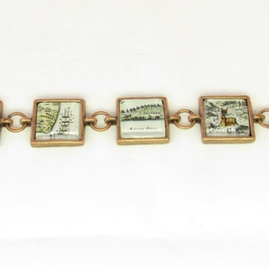 Antique Copper Historic Saint Augustine Map Link Bracelet image 3