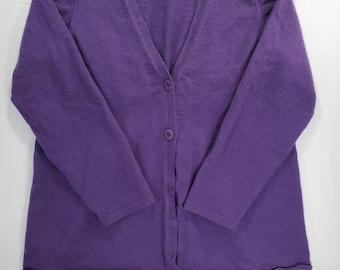 Cárdigan de lana merino Eileen Fisher PL morado minimalista de lujo discreto
