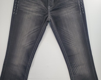Jeans vintage Y2K MEK Bootcut 27x34, mezclilla negra lavada estilo rock grunge