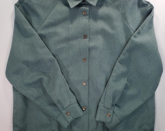 Conjunto de pantalón y chaqueta de dos piezas vintage para mujer Alfred Dunner, talla 12, color verde salvia, estilo Grandmacore.