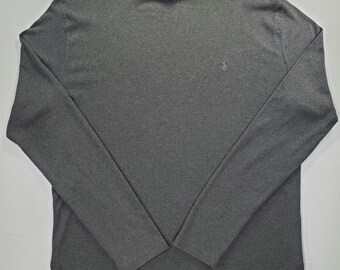 Polo Ralph Lauren Top de cuello alto talla L color carbón, algodón, estilo preppy minimalista