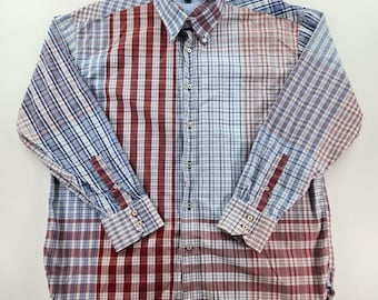 Tommy Hilfiger Fun Shirt XL Multi Plaid Button Down 2 Ply Cotton Mens