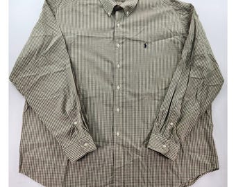 Ralph Lauren Blue Label Gingham Button Down Shirt Mens XXL Classic Cotton